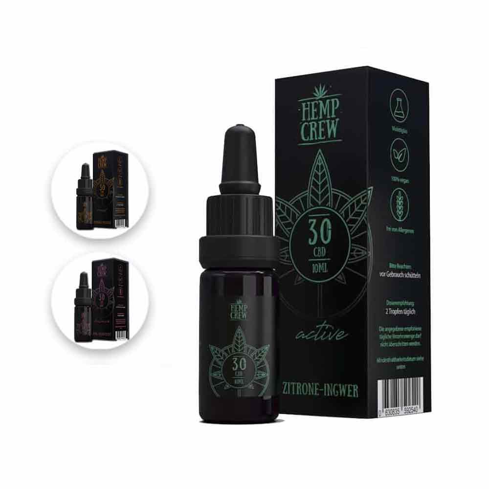 HempCrew CBD Öl 30 % 10ml - Aroma Pink Grapefruit, Orange/Melisse, Zitrone/Ingwer - Hempcrew 30 CBD Oele HempCrew CBD Öl 30% 10ml – in verschiedenen Geschmacksrichtungen.