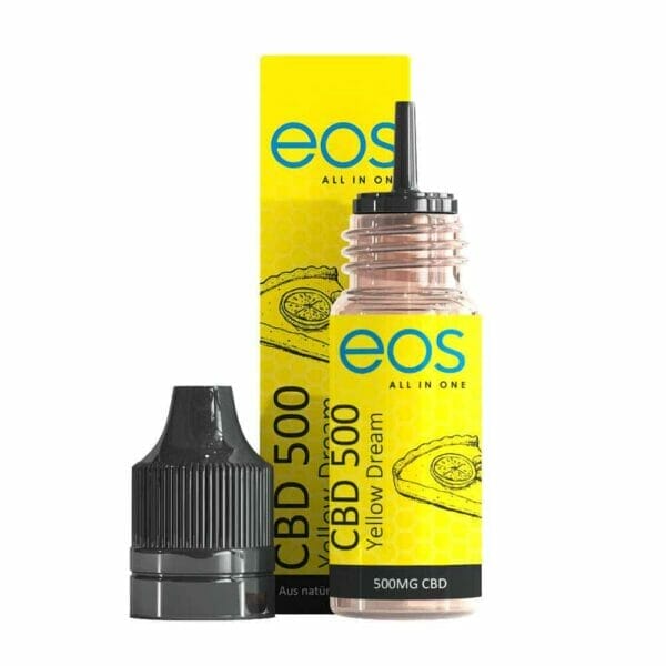eos yellow dream 500mg cbd eLiquid Flasche offen - Edelhanf - Ihr Premium CBD Shop