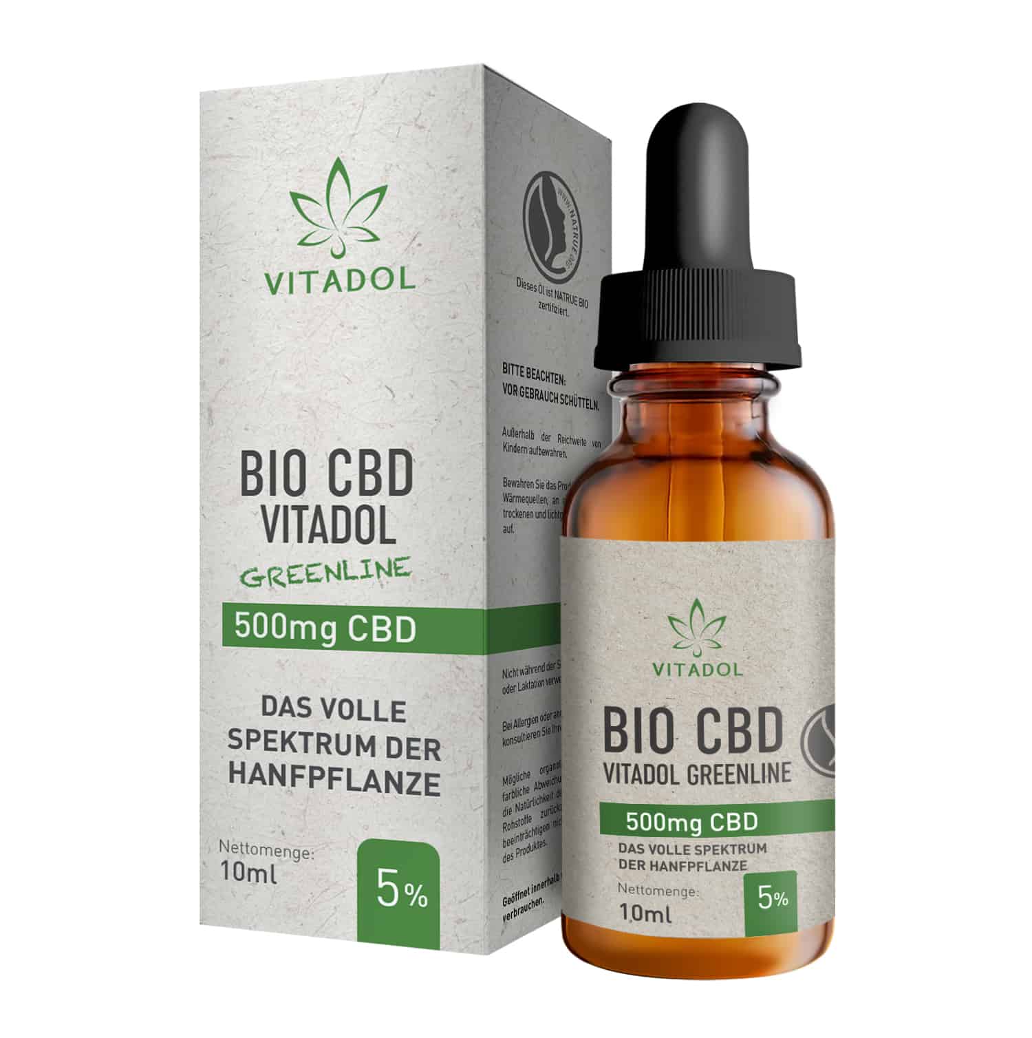 Vitadol Greenline CBD Öl 10% - Hanföl Bio CBD Tropfen 10ml - Greenline 5 Flasche Verpackung 1 Vitadol Greenline CBD Öl 10% - Hanföl Bio CBD Tropfen 10ml – Bild 3