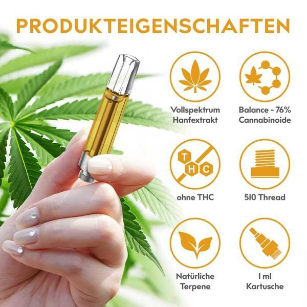 eos BALANCE CBD Extraktkartusche 76% Cannabinoide 1ml – Bild 6